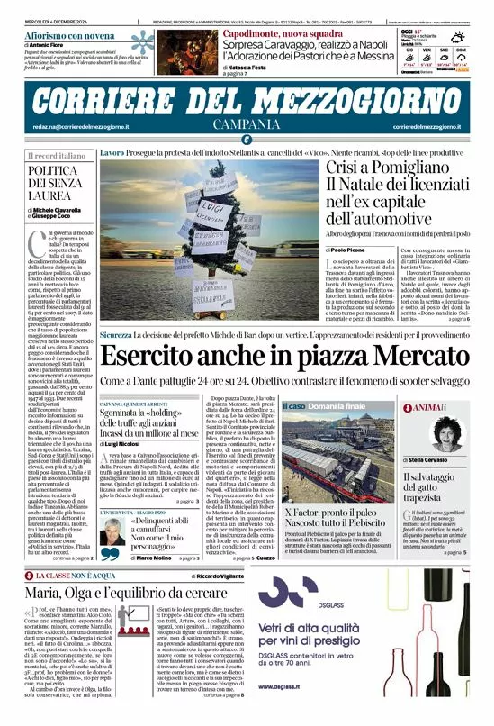 Prima-pagina-corriere del mezzogiorno-del-2024-12-04